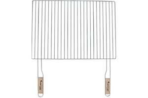 4U-ONLINEHANDEL Grille de cuisson 54 x 38 cm avec 2 poignées en bois en acier chromé