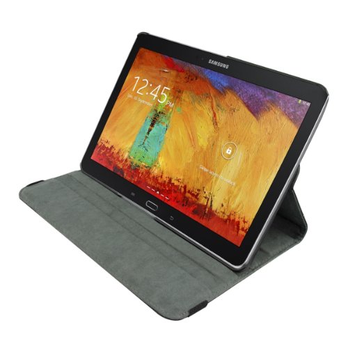 3in1 Set: kwmobile Hülle für Samsung Galaxy Note 10.1 P600 Edition 2014 – 360° Standfunktion Case Tablet Schutzhülle Kunstleder – Smart Cover Tabletcase Schwarz + Folie, kristallklar + Stylus, Schwarz - 3