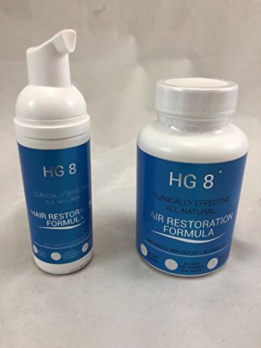 HG 8 Clinically Effective All Natural Hair Restoration Formula - Diet Supplement &amp; Activator Serum 2 Piece Kit.