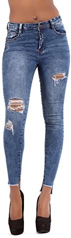 Womens Low Waist Skinny Fit Sexy Ripped Stretch Denim Casual Jeans Size UK 10
