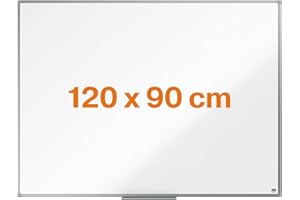 Nobo Lavagna Bianca Magnetica in Acciaio Laccato, 1200 x 900 mm, Cornice in Alluminio, Sistema di Montaggio ad Angolo, Incl. Vaschetta Porta Accessori, Gamma Essence, Bianco, 1905211
