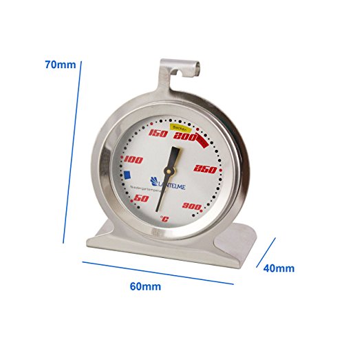 Backofen / Ofen Thermometer . Temperaturanzeige für Niedergartemperatur und Backen . Edelstahl / Analog / Bimetall . Modell Lantelme Racing - 5