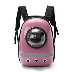 Dog Trust Portable Multi Air Vents Waterproof Light-Weight Travel Bag Cum Carrier Space Astronaut Capsule Backpack for Cats, Dogs, Pets & Petite Animals (Medium, Pink)