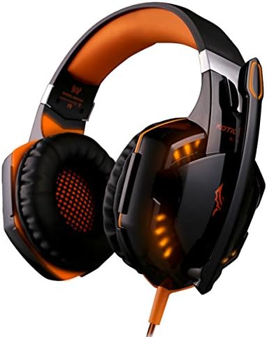 Gaming Headphones with Microphone Windows AUKAY Comfortable Stereo Over-ear Headphone Headband with LED Lighting for PC Computer Game With Noise Isolation &amp; Volume Control(Not Support PS4/XBOX360) (orange)