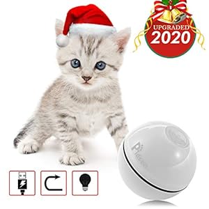 Pidsen Juguetes Gatos Pelotas, Bola de Gato, Juguete Interactivo Gatito Carga USB Bola Giratoria Automática, Bola Eléctrica de 360 Grados con luz LED para Animal Doméstico Gatos
