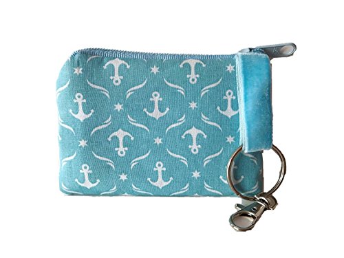 Preisvergleich Produktbild TryPinky® Schlüsseletui Tasche Mäppchen " Anker auf Hellblau " Maritim Weiß Geschenk Schlüsseltasche Schlüsselmäppchen