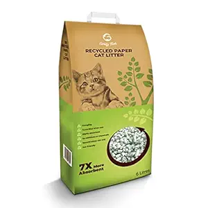 Goofy Tails Recycled Paper Clumping Cat Litter - 6 Litre | Low Tracking and Eco-Friendly | Ultra Absorption Litter for Cats / Kittens