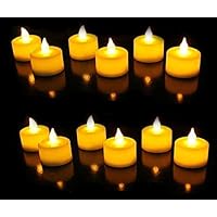SATYAM KRAFT Acrylic Led Tea Light Candle For Home Decoration, Pack of 12 Pieces, Yellow, 2 cm