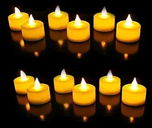 SATYAM KRAFT Acrylic Led Tea Light Candle for Home Decor 24 Pieces, Yellow, 2 cm