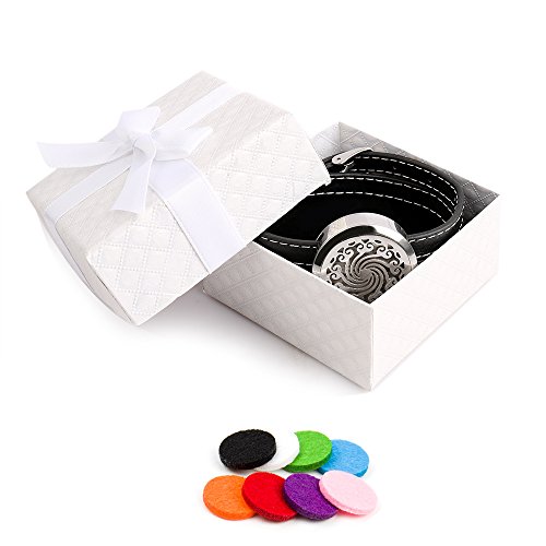 Jack & Rose Aroma Diffuser für Aromatherapie Duft Aromaöl Armband Damen Silber Leder mit 8 farbigen-Filzkreisen Geschenk für Sie - 5