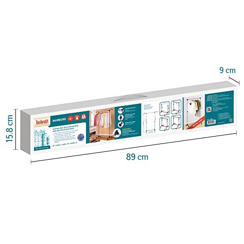 Tatkraft Hamburg Stabiler Rollbarer Kleiderständer mit einer Starken Base Teleskopseitenstangen Stahl - 6
