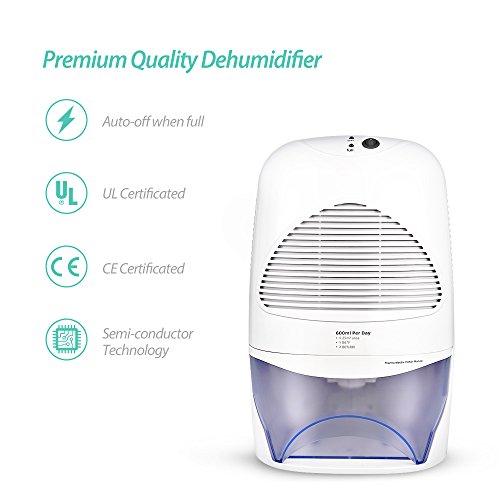 Mpow Luftentfeuchter mit 2000mL Wassertank Großvolumige Luftentfeuchter Air Dryer Luftreinigungsfunktion Feuchtigkeitsentzugfähigkeit (600ml pro Tag) für Zimmer, Schrank, Büro, Keller, Wandschrank, Badezimmer. - 4