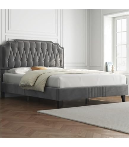 Letto Matrimoniale HOMCOM 140x200cm Con Contenitori - Testiera Imbottita, Grigio, Rete A Doghe - Foto 3
