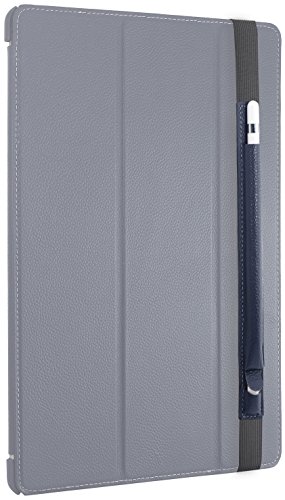 StilGut Pencil-Halter für Apple 12,9″ iPad Pro aus echtem Leder mit Lightning-Adapter-Fach. Stift-Halterung zur sicheren Aufbewahrung des Apple Pens, Navyblau - 5