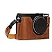 Price comparison product image MegaGear MG1443 Panasonic Lumix DC-GX9 Ever Ready Genuine Leather Camera Half Case and Strap - Light Brown