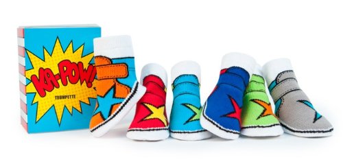Trumpette Ka-Pow Baby Socks (0-12m) in Gift Box - Pack of 6