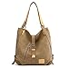 Produktbild JAGENIE Damen Fashion Rucksack Multifunktional Casual Schultertasche Canvas Reißverschluss Handtaschen, Canvas, Kaki, 35 x 11 x 35cm