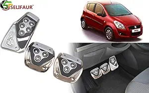 Selifaur - 3 Pcs Silver Non-Slip Manual Car Pedals kit Pad Covers Set for Maruti Suzuki Ritz Type-2