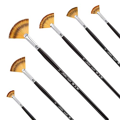 golden maple Lot de pinceaux Professionnels en Nylon pour Peinture Acrylique, Aquarelle et Huile, 6 pinceaux à Huile., Fan Brushes
