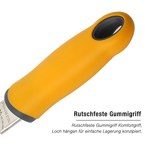 Anpro Zester Reibe aus Edelstahl mit gelber Griff und Sicherheitsabdeckung für Käse, Zitrone, Gemüse - 4