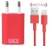 Produktbild OKCS® Red Schnell und Sicher 1 Meter Lightning Ladekabel zu USB Kabel 8 Pin + USB Netzteil 1A Stecker Adapter für iPhone 6 S Plus / 6 S / 5s / 5c / 5, iPad Air / 2 mini / 2 / 3, iPad 4th generation, iPod touch 5th generation, und iPod nano 7th generation - in Rot