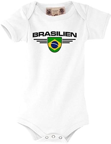 Shirtstown Baby Body Brazil, Coat of Arms, Land, Countries - White, 12-18 Monate