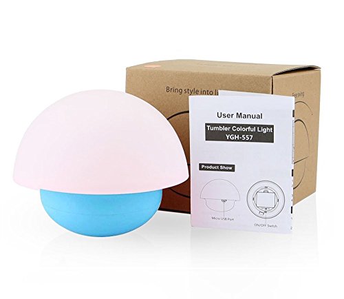 LED Nachtlicht kinder, ThorFire Mini Berührungssensor dimmare Atmosphären-Lampe Pilz Lampe Bettlampe Tumbler, 3Modi dimmbares Warmweiß/Farbwechsel mit Touch Schalter Babyzimmer,Schlafzimmer, Wohnzimme - 6
