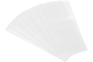 PATIKIL 135x50mm Perforado Retráctil Bandas, 250 Paquete PVC Calor Retráctil Envoltura Banda Ajuste Tapa Diámetro 3.23 a 3.35 Pulgadas para Frascos Latas, Trasparente