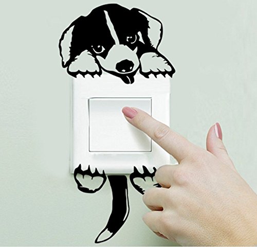 Ecloud Shop® Niedliche Cartoon-Hunde Abnehmbarer Wasserdicht Funny Home DIY Lichtschalter Vinylwand Abziehbild Wand Aufkleber 2 Stück Set