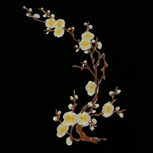 1Pcs Plum Blossom Blumen-Stickerei-Spitze Aufnäher Aufbügler Applikation Applique Bügelbilder Flicken Embroidered Iron on Patches (Gelb 3) - 8