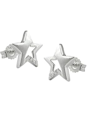 Stecker, Stern mit Zirkonia, Silber 925