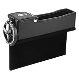  Fdit Caja de Almacenamiento de Asiento de Coche de Cuero de PU Automotriz Slot Gap Catin Coin Card Clamp Cup Holder Organizador de Bolsillo Socialme-EU(1#Negro)