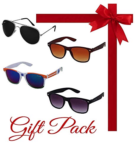 Silver Kartz UV Protection Aviator and Wayfarer Unisex Sunglasses (kr001, 55, Black) -Combo of 4 RS.299 (91.00% Off) - Amazon