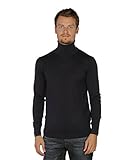 Pflegehinweis: Handwäsche Daniele Fiesoli Herren Rollkragen Pullover Wolle Ciclista sottile Merinos schwarz-blau/Navy Größen: M L XL XXL (XXL)
