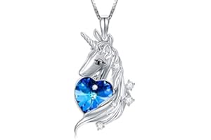 TOUPOP Kette Einhorn 925 Sterling Silber Einhorn Halskette für Damen Mädchen Einhorn Anhänger Schmuck mit Kristall Unicorn Geschenke