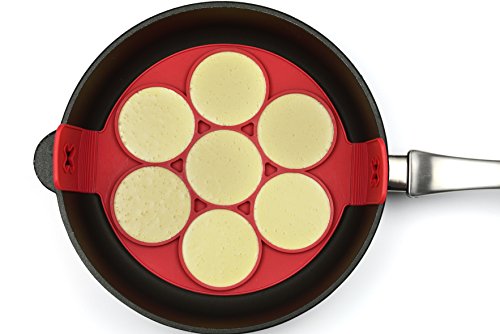 Premium Pancake-Maker silikon | Pancakemaker | BPA-frei und Antihaftbeschichtung | spülmaschinenfeste silikon Pancakeform | leicht zu reinigen | Omlett, Pancake, Eierspeisen, Pfannkuchen, uvm | rot - 5