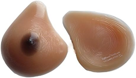 Softleaves ReelLook X100 Silicone Breast Forms (X-Large - Cup C D DD 630 gr/pair Dimensions : Width 140/ Length 178 mm, Flesh breast forms with Dark Nipples)