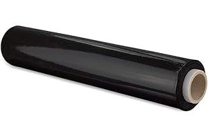 MORE FREE Film Transparente o Negro para Embalar 50CM x 200M, 23 Micras Rollo de Papel Film Resistente de Plástico con Alta Elasticidad para Mudanzas y Envíos (NEGRO, 1 ROLLOS)