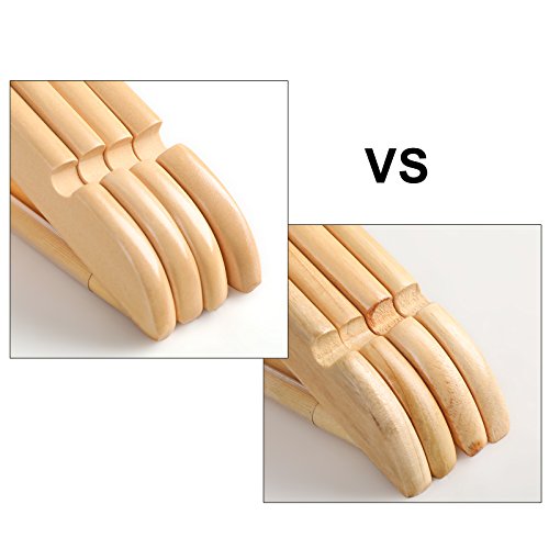 Songmics 20 x Kleiderbügel aus holz, mit Rockkerben und Hosensteg 44,5 cm, 360 Grad drehbar CRW001-20 - 2