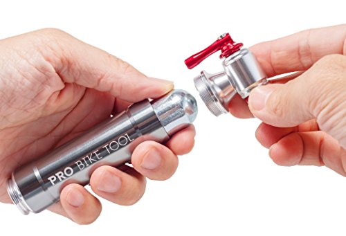 CO2 Kartuschenpumpe – Schnell und Einfach mit dem Pro Bike Tool Inflator – Presta und Schrader Ventil Kompatibel. Luftpumpe für Straßenfahrräder und Mountainbikes – Metall Lagerbehälter – Keine CO2 Kartuschen enthalten - 7