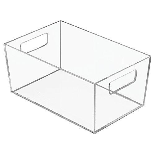 InterDesign Luci Bad Aufbewahrung klein | Badorganizer mit Griffen für Shampoo, Make-Up, Haarbürsten, etc. | Sortierbox für den Badezimmerschrank | Kunststoff durchsichtig