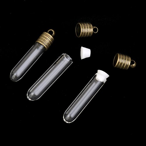 Mini Leere Glasrohr Fläschchen Charme Wünschen Flaschen Anhänger 10 Stk. Klar - 6