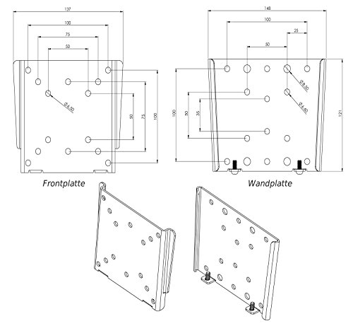 Ricoo Monitorhalterung Wand Flach Universal F0311 Monitor Halterung VESA 100×100 Ultra Slim Aufhängung Wandhalterung für TV LCD LED Wandhalter für PC-Monitor und Fernseher mit ca.33-68cm/13′-27′ // SUPER-SLIM Wandabstand nur 14mm - 4