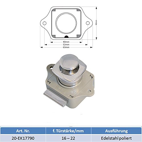 Preisvergleich Produktbild Druckknopf Push Lock Möbelschloss Edelstahl poliert