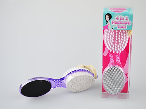 Pedicure Tool 4 in 1 Nail Brush Pumice Skin Soft Emery Buffer Pack of 2