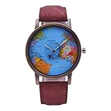 Armbanduhren Mode-Accessoires, kreative Weltkarte Flugzeug Unisex Zeiger Quarz keine Zahlen Partei Armbanduhr - braun