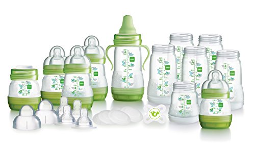 MAM Large Bottle Starter Set including Anti-Colic Self Sterilising Bottles, Bottle Teats and Starter Soother (Green)