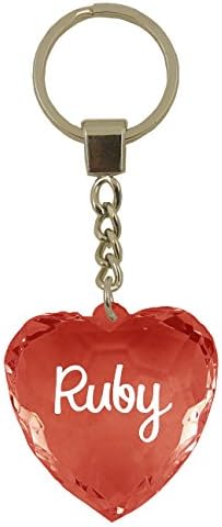 Instant Gifts Ruby Heart Shaped Keyring - Red