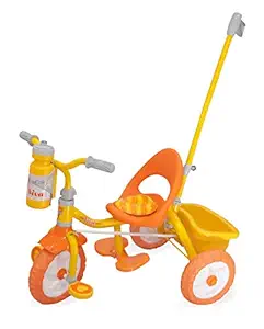 FunRide Tricycle for Kids - 2-in-1 Viva Deluxe Tri-Cycle with Sipper, Removable Parental Control Handle - for Boys and Girls 1 Years - 4 Years - (Weight - Upto 25 Kg) (Orange) (with Handle, Orange)