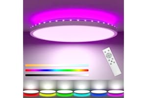 zemty 30CM LED Ceiling Light Dimmable, 24W 3200LM Bathroom Lights Ceiling with Remote Control, RGB Color Changing, 3000-6500K, Timer & Memory, Round Flush Ceiling Lamp for Bedroom Living Room Kitchen